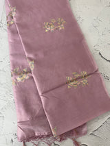 Tussar finish soft silk saree with thread embroidery MTS568 OnionPink