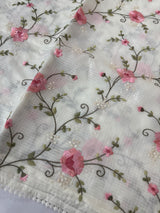 Silky kota saree with embriodery MS16426 Offwhite