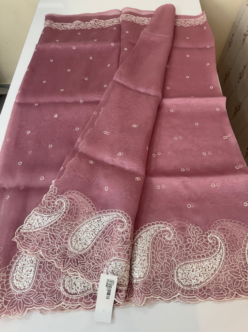 Viscose Organza saree with embriodery-MS14414