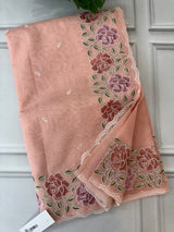 Embriodery kota silk saree MNEKS422 Peach