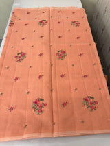 Lightweight NetKota saree with cross stitch embroidery MS143 - Peach