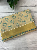Kerala tissue cotton saree- MSK101- Blue