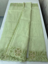 Khadi supernet applique work saree  MSH167 PastelGreen