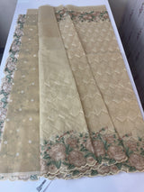Phulkari NetKota embroidery saree - MPKS905 Beige