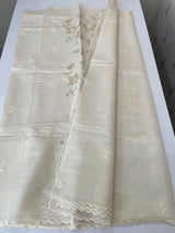 Satin Malai chanderi saree with appliqué work MSM833 Offwhite