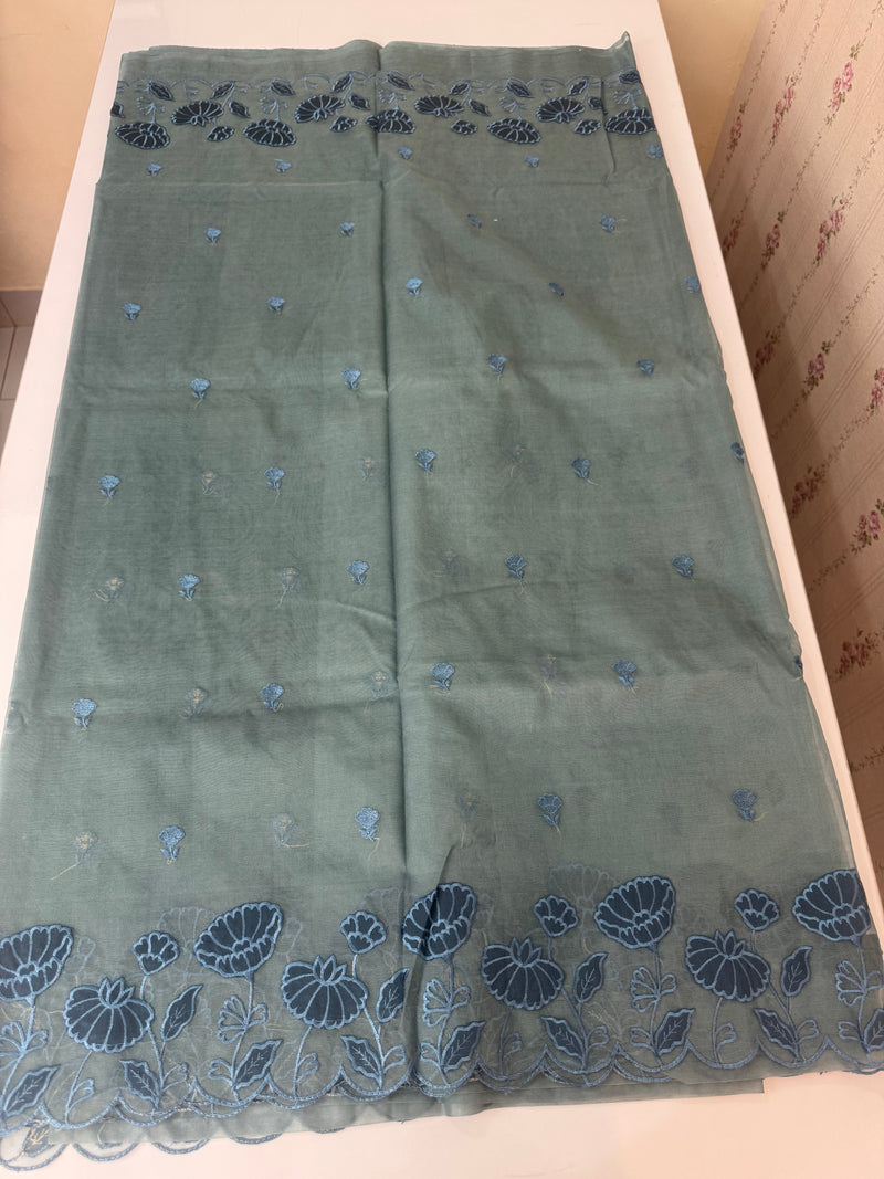 Viscose Organza saree with applique work-MSH103 MidnightBlue