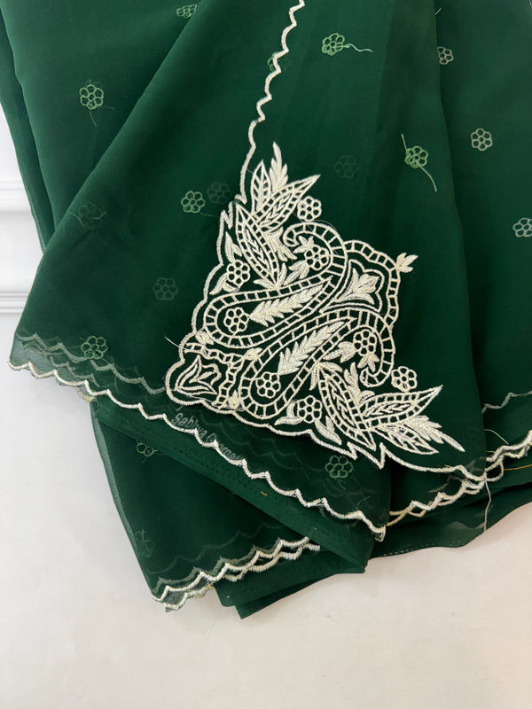 Georgette saree with scalloped border FCAD146