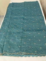 Soft crush Organza saree with embroidery and applique work MS14764