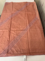 Supernet saree with crochet work and lace border MCJ5433 -Peach(Design - Diagonal Crochet)