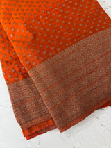Semi banarasi Khaddi Georgette saree - MS1476 Orange