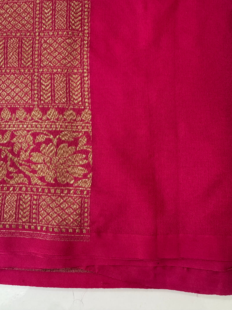 Semi katan Banarasi saree in antique zari weaving - MSKB899 RaniPink