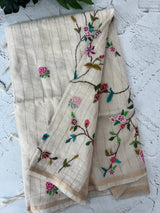 Mul chanderi embriodery saree MS15881