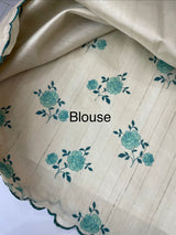 Semi tussar appliqué work saree MTS6589