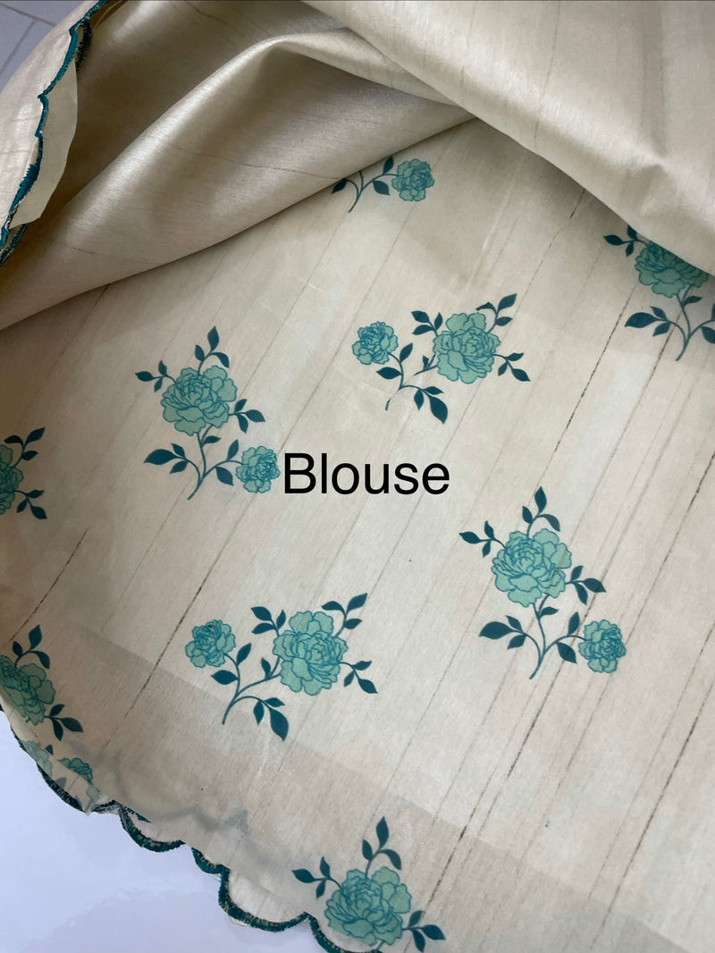 Semi tussar appliqué work saree MTS6589