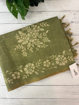 Tissue Linen Saree with applique work MRS890