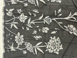 Soft kota silk saree with applique work MS14410- Black& white