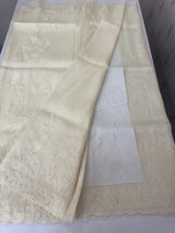 Tissue mix soft Organza saree with applique work MSCK38 Offwhite