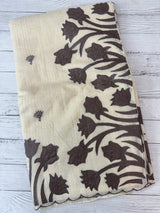 Jute Linen Applique work saree  -MSH128 Offwhite to DarkGrey