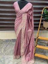 Embroidered Crepe semi tussar silk saree- MSS732