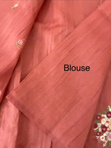 Blended tussar silk saree with embroidery- MS1072 DarkPeach