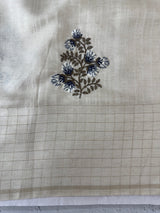 Blended tussar saree with embriodery - MS8667 PearlCream