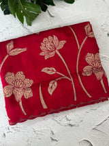 Malai chanderi saree with applique work MSM6201 RaniPink