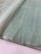 Tissue Linen Saree with embroidery MRS786 - Pastel BlueGreen