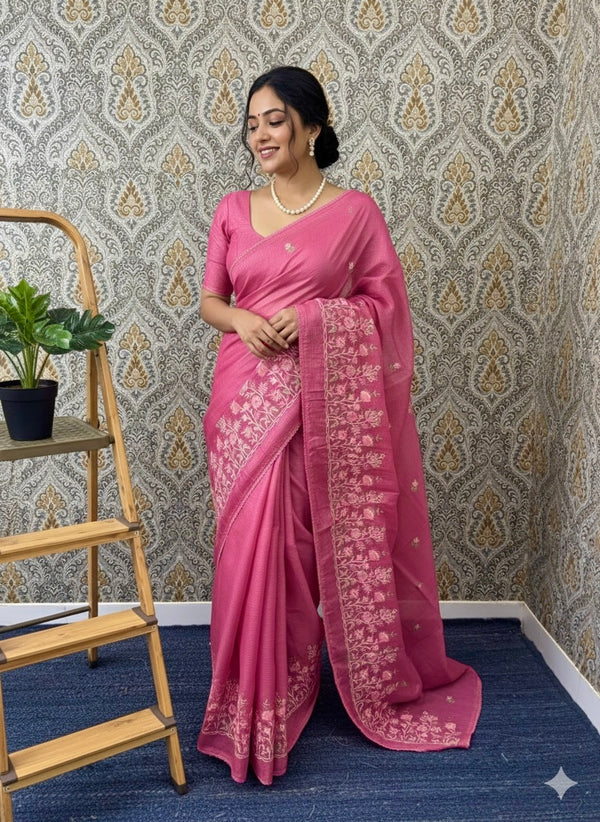 Soft kota checks saree with embroidery - SVPSNM