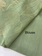 Blended Tussar silk saree with tissue applique work- MSH193 DuskyGreen