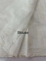 Mul chanderi applique work saree MSH184- White