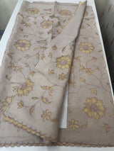 Soft Pashmina saree with organza Applique work MSH253