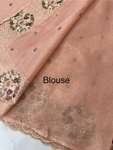 Silky kota embroidery saree MS5407 - Peach