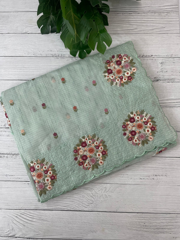 Soft kota silk saree with embroidery MSS678- PastelGreen