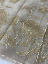 Organza saree with tissue applique work MS5081- CloudGrey