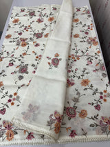 Silky kota saree with cross stitch embroidery MS9832 OffWhite