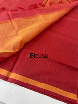 Mangalagiri Silk Cotton Saree with zari checks MS90321 DarkPeach