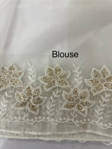 Soft organza saree with sequins cutwork borders- MCW541 - White