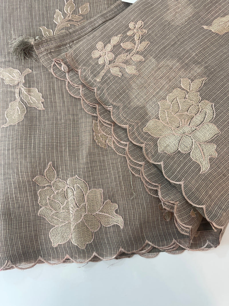 Silky kota embroidery saree  MSK890 DuskyBrown