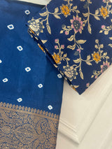 Soft dola silk saree with brocade banarasi  blouse MDLS212- DeepBlue