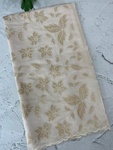 Satin Malai chanderi saree with appliqué work MSM833 Offwhite