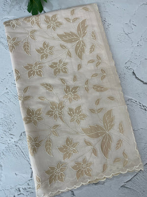 Satin Malai chanderi saree with appliqué work MSM833 Offwhite