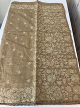 Malai chanderi saree with embroidery work MSM890 Taupe