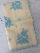 Kota Moonga checks Applique work saree  MSH273 - Cream to Blue