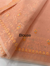 Semi organza saree with embroidery  - MSH124- PeachyOrange