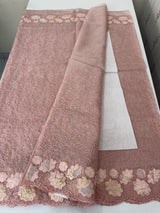 Soft Organza saree with thread work and tissue applique borders - MCW605 PowderPink
