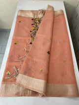 Soft Tissue linen Silk embriodery saree MS49876