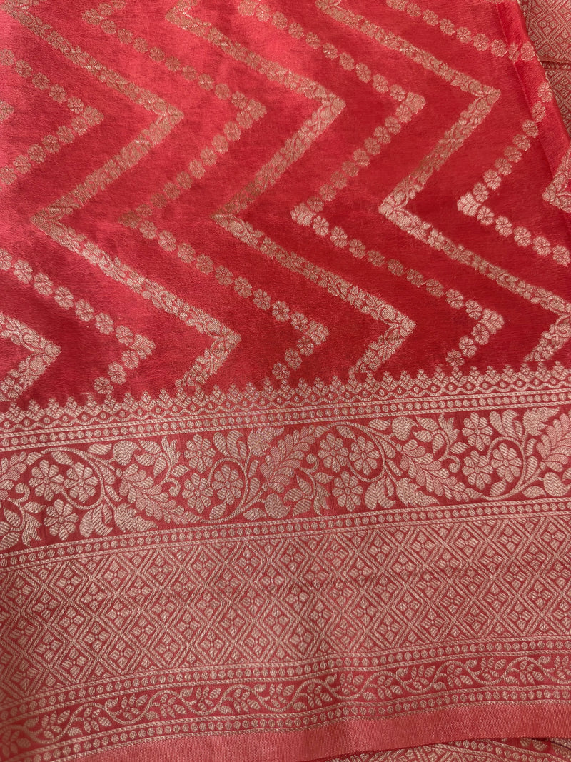 Semi Banarasi Georgette saree MKGS721- Peach