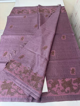 Pure bamboo tussar silk saree with cutwork & embriodery - MTSS670