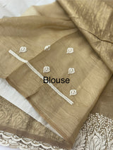 Crush Organza embroidery saree MS9739 Beige