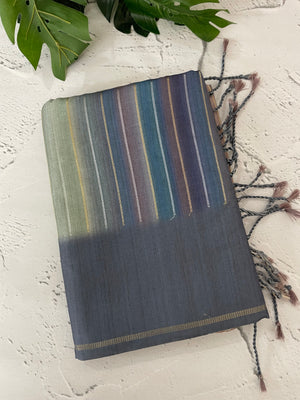 Multi color Semi soft silk saree with borders MSS590